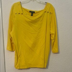 Rafaella Yellow Women's Blouse with Button Accents